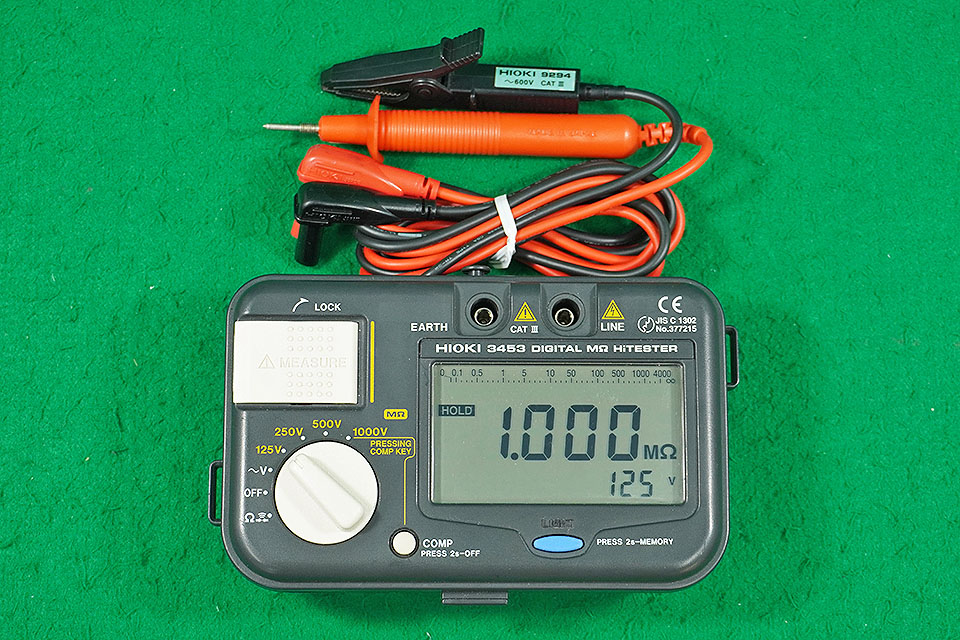 【測定器市場】デジタル絶縁抵抗計：3453、日置電機 、管理番号：004-18-0232
